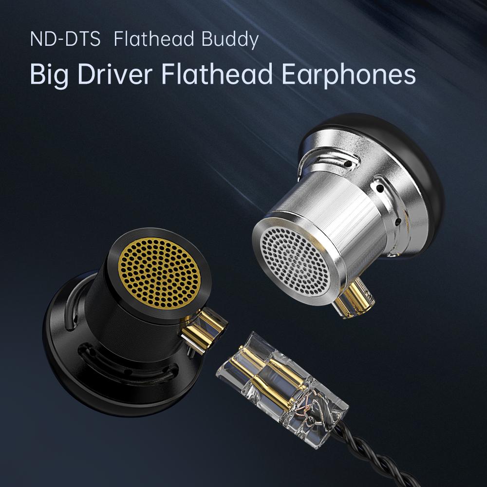 ND DTS 14.2MM 1DD Flat Plug HIFI Monitoring Music Wired Headset Game Sports Office Earplug Replaceable Cable Earplug 3.5MM 2 PIN