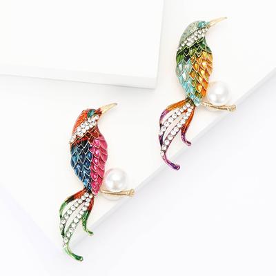 Exquisite High-End Alloy Enamel Bird Brooch Fashionable Women'S Suit Coat Corsage Jewelry Pin