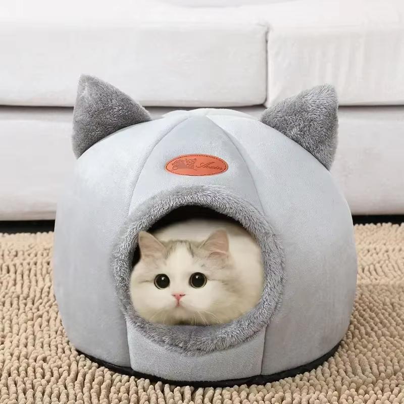 

Warm Winter Cat Nest Semi-Surrounded Cave Plus Velvet Thickening Special Nest For Cats Who Are Afraid Of Cold Sleeping In Winter M 33X33X33cm