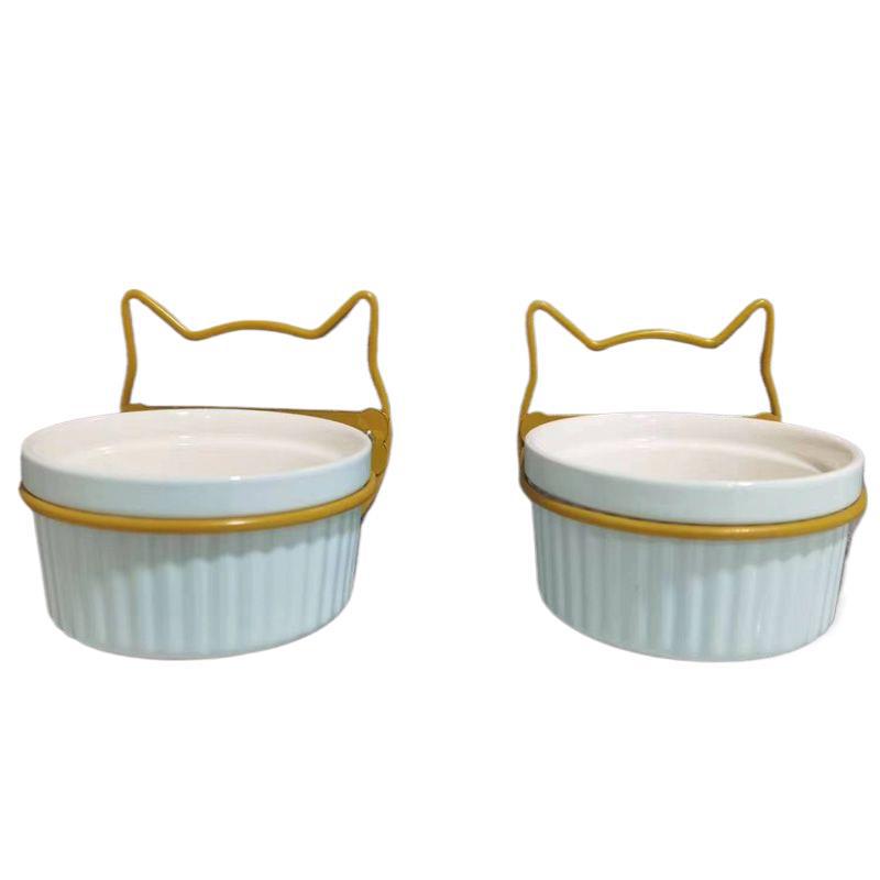 Wall-Mounted Ceramic Pet Bowl for Cats, Puppies, Rabbits, and Small Dogs - No Slanted Edge