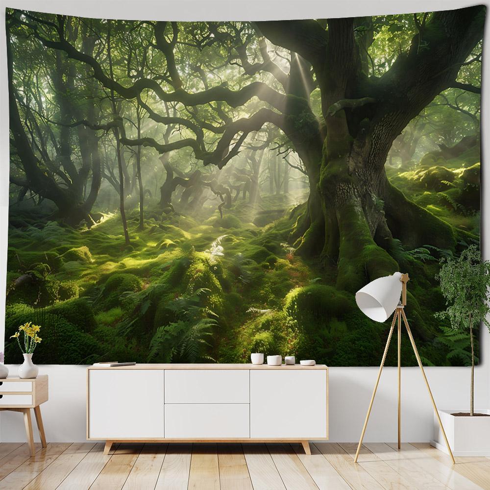 Natural Landscape Jungle Forest Tapestry Wall Hanging Sofa Covering Blanket Home Decor Background Poster