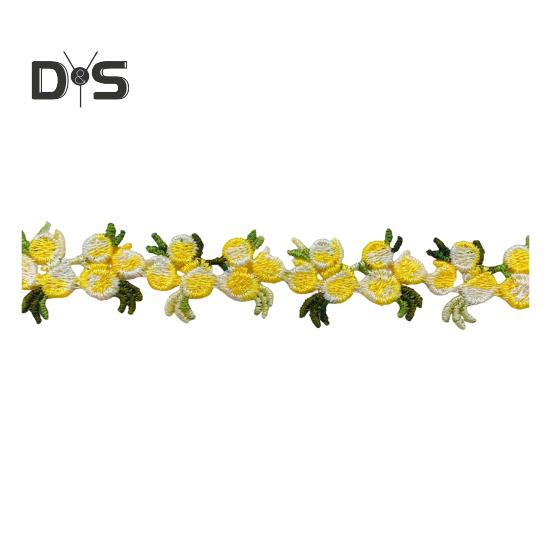 15 Yards Blommig Spetskantband Polyester Broderad Spetsapplikationsremsa Blommig Spetsband Sytyg för DIY-hantverk Bröllopsdekorationer