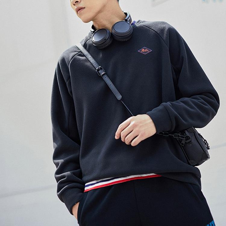 Anta Lifestyle Serie Brief Rundhals Pullover Warmes Sweatshirt Unisex Sweatshirt Basic-Schwarz 952148734-4