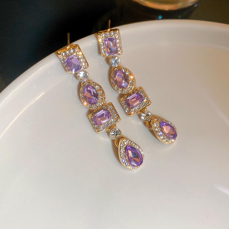 Silver Needle Zircon Flower Tassel Earrings: Elegant, High-End Studs for a Fashionable, Sophisticated Look