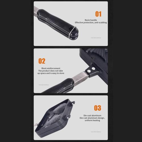 Taiyaki Maker, Stovetop Type, Home Use, Non-Stick, Induction Compatible, Fish Grill Mold, Aluminum Alloy, Cake, Double-Sided Waffle Maker, Cartoon Two