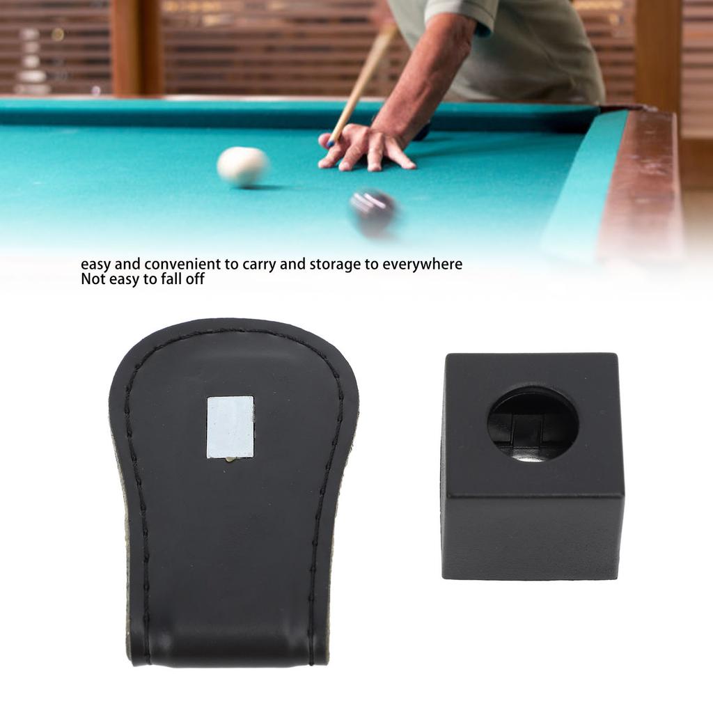 Magnetic Pool Cue Chalk Holder with PU Leather Belt Clip Billiards Accessories Easy Set Up