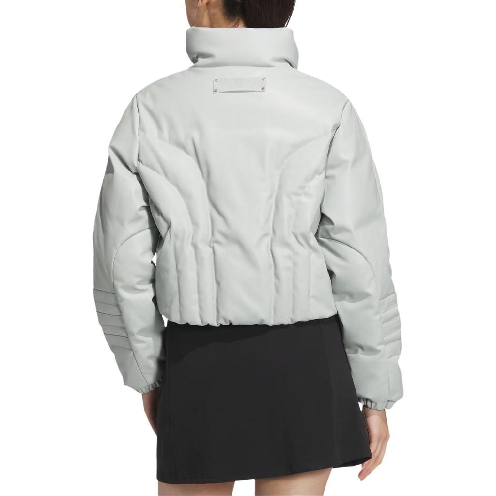 adidas Originals Solid Color Brand Logo Pattern Stand Collar Sports Warm Jacket Down Coat Women Jackets Silver-Gray JD3791