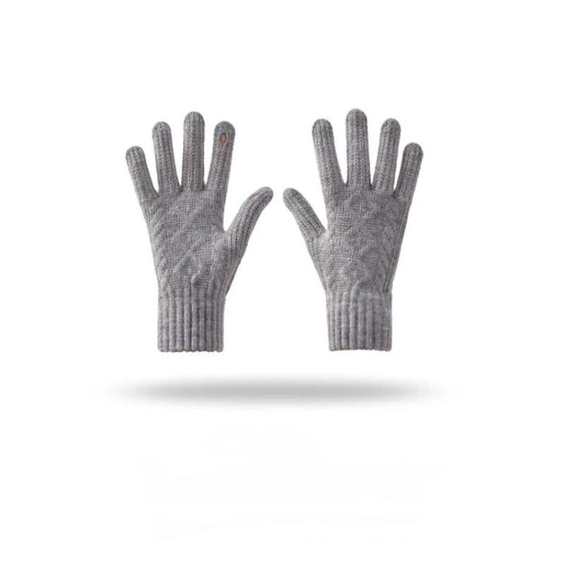 Zesílené pletené podzimní zimní rukavice Kompatibilní s dotykovou obrazovkou Teplé izolační rukavice pro jízdu Jednobarevné Roztomilé rukavice Unisex