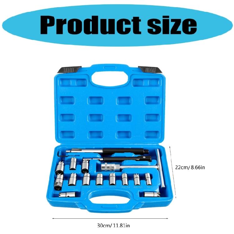 Complete Valves Seat Repair Tool Set 17pcs Heavy Duty Automotive Maintenance Kit with Storage Box for Fuels Injectors
