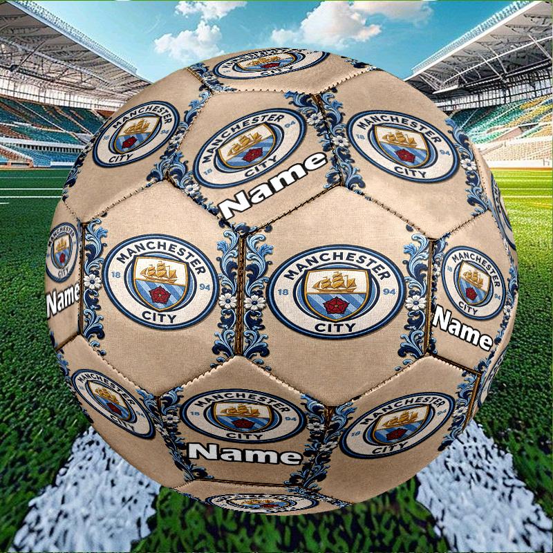 Individueller Name Personalisierter Manchester City FC-A Druck Größe 5 Fußball Training & Spiel Fußball, für Team, Kicken, Geschenk für Fußball-Enthusiasten