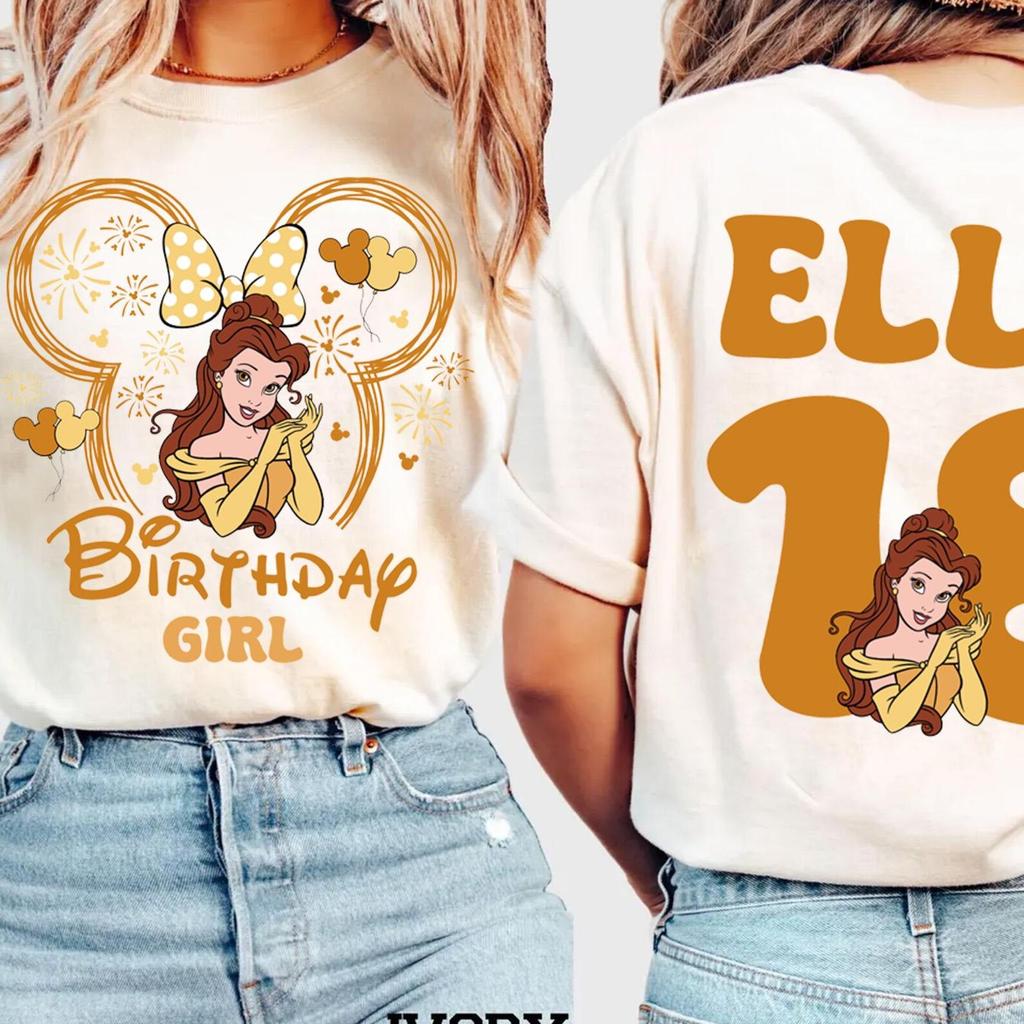 Fairytale Princess Birthday Girl Shirt, Custom Cartoon Princess Tee, Personalized Name Age