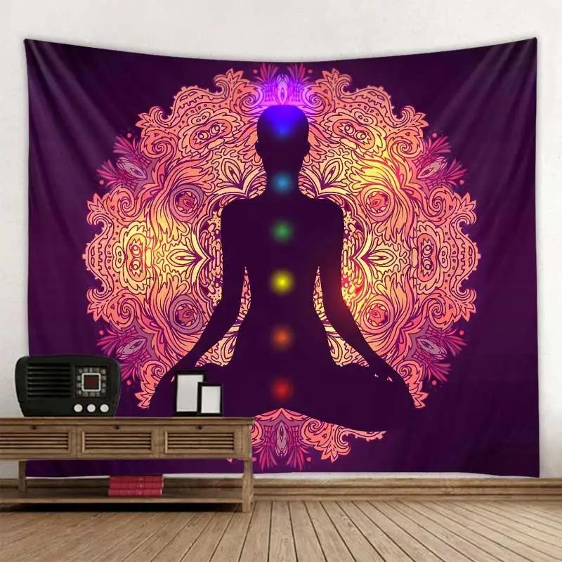 Home Decor Meditation Seven Chakra Tapestry Indian Buddha Wall Decor Mandala Tapestry Witchcraft Bohemian Hippie