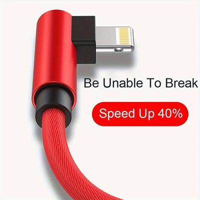 Digital Cables Fast Charging 90 Degree USB Cable for iPhone, iPad & More - Compatible with iPhone 14/13/12/11/X/8/7/7Plus/6/6S/5