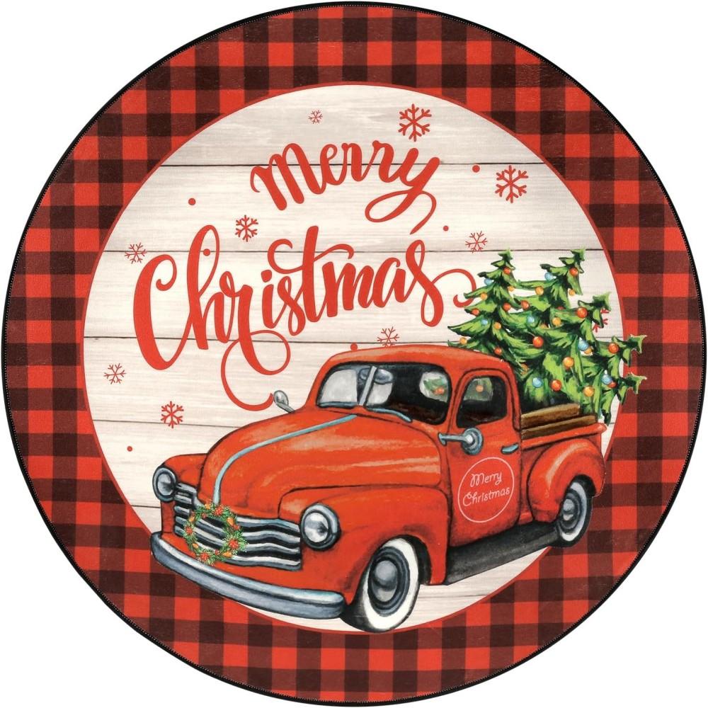 

Рождественский ковер, нескользящий круглый ковер для гостиной, моющиеся круглые ковры для спальни, рождественский напольный ковер для столовой 40X40cm-16x16in