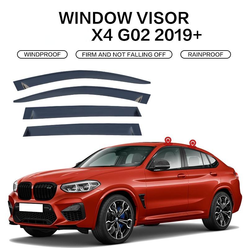 Car Window Visor for BMW X4 F26 G02 Rain Shield Deflectors Awning Trim Cover Exterior Strip Side Chrome Window Trim Accessories