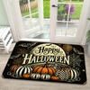 1pc Flannel Halloween Pumpkin Bat Printed Door Mat, Indoor Non-Slip Carpet, Machine Washable And Fade-Resistant, Soft And Comfortable Durable, Suitabl