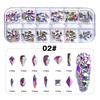 12 Strass per unghie colorati Diamanti di dimensioni miste AB Flatback Lucido Cristallo 3D Glitter Gemme Decorazioni per unghie Strass