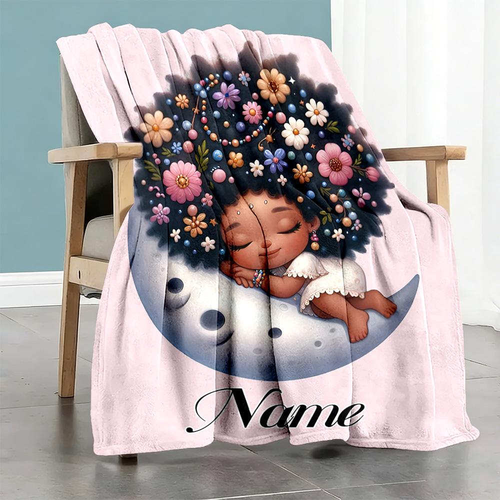 Good Night Flower Girl Personalized Name Blanket Throw Personalized Blanket Warmthful Decor Throw For Home Decor Chair Bed Seaside for All Occasions
