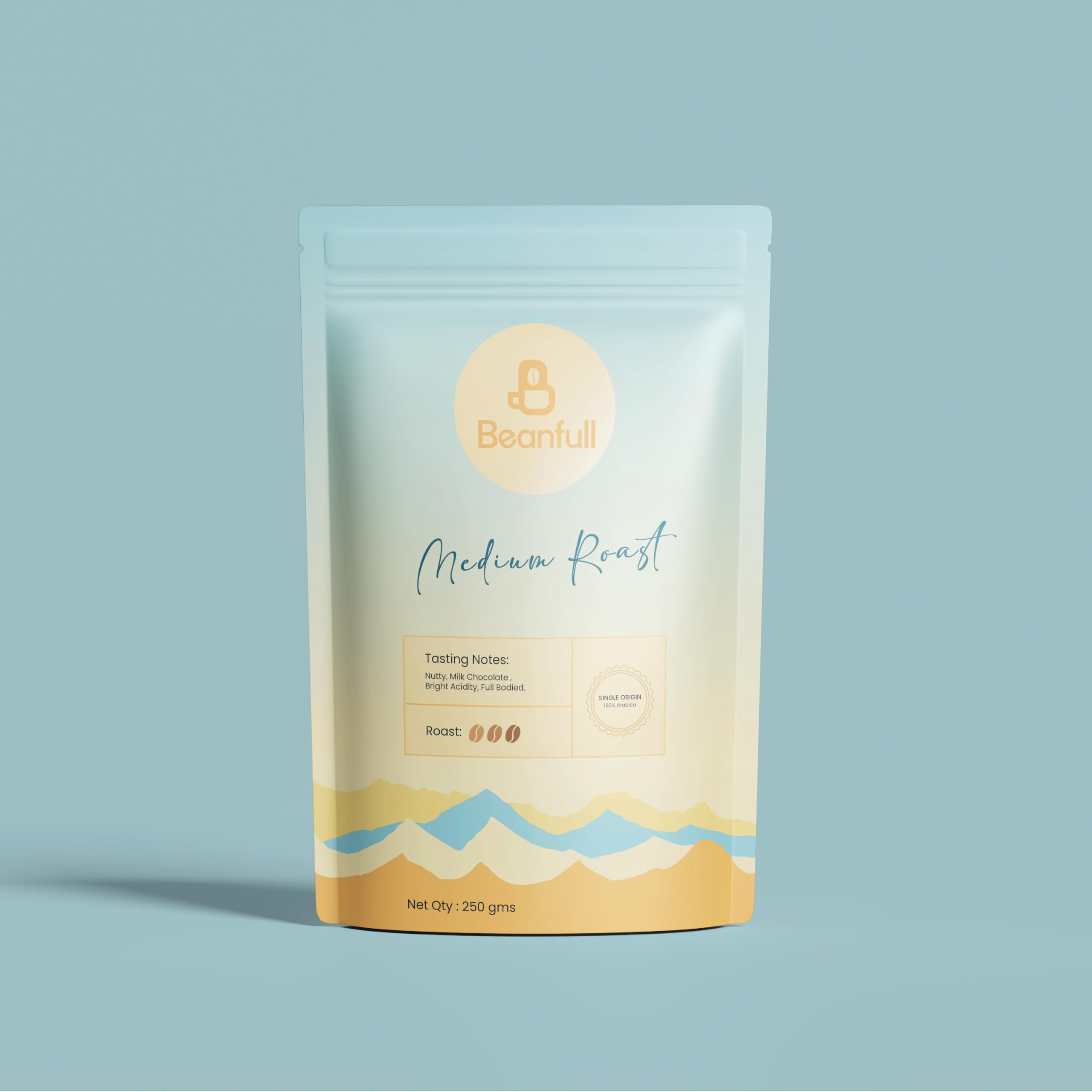 Beanfull Medium Roast Coffee 250g | 100% Arabica Beans | Small Batch Roasted | Whole Bean & Custom Grind Options | Rich Aroma & Balanced Flavor | I