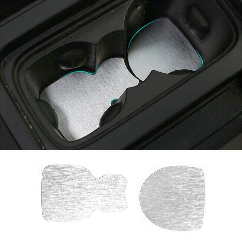 For Defender 110 - Silver Aluminum Console Interior Front Water Cup Pad