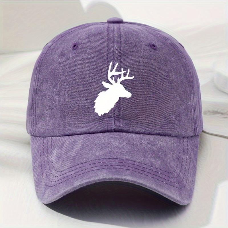 Baseball caps for men and women with deer pattern print, retro style, outdoor leisure style, minimalist design