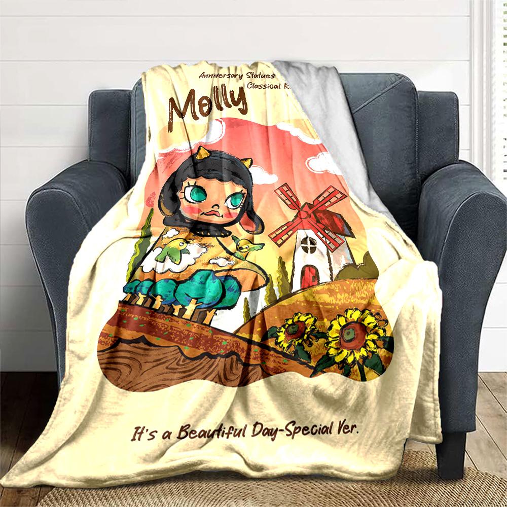 Pop Mart Blanket Soft & Cozy Perfect for Couch Office Seaside for All Seasons Playful Design Unique Gift for Family and Friends Camping