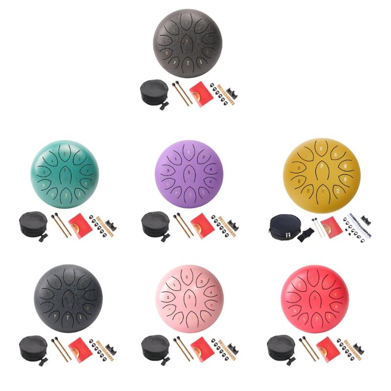 Ethereal Drum Percussions Instrument 11 Note Steel Tongue Drum for Adults Beginner Kids Handpans Drum with Drumstick