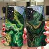 Green Marble For Samsung Galaxy A15 5G 54 4G 51 50 24 35 90 71 12 51 53 52S 80 22 34 Black Tempered Glass Phone Case