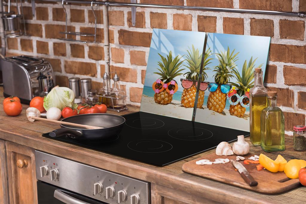 SZKLANA PŁYTA OCHRONNA NA KUCHENKĘ 70x52 ANANAS