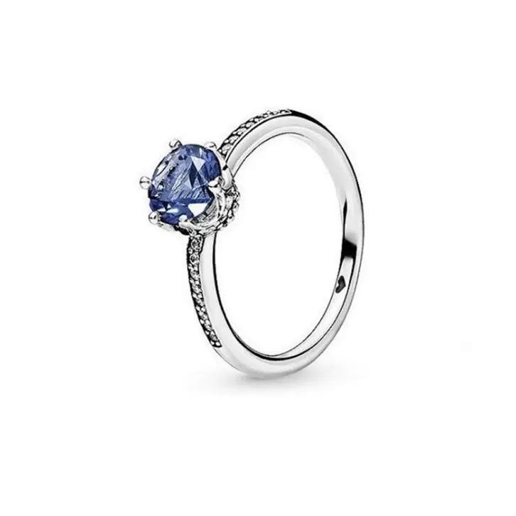 Waterdrop Ring S925 Silver Zircon Blue Stone Heart Ring Fashionable Women's Jewelry Party Wedding Gifts