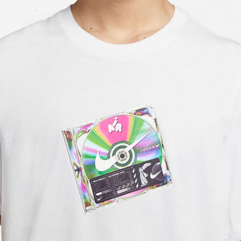 Nike Müzik CD Grafik Baskılı Günlük Spor Kısa Kollu Tişört Erkek Üstler Beyaz CW0403-100