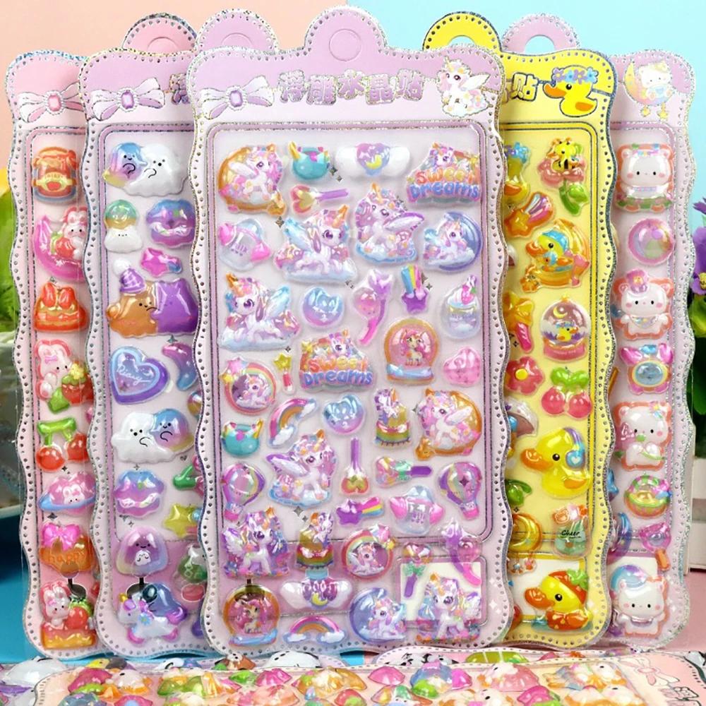 

17PCS No-Repeat 3D Bubble Cartoon Stickers for Cute Unicorn Panda Princess Girls Scrapbook Craft Gift Supplies