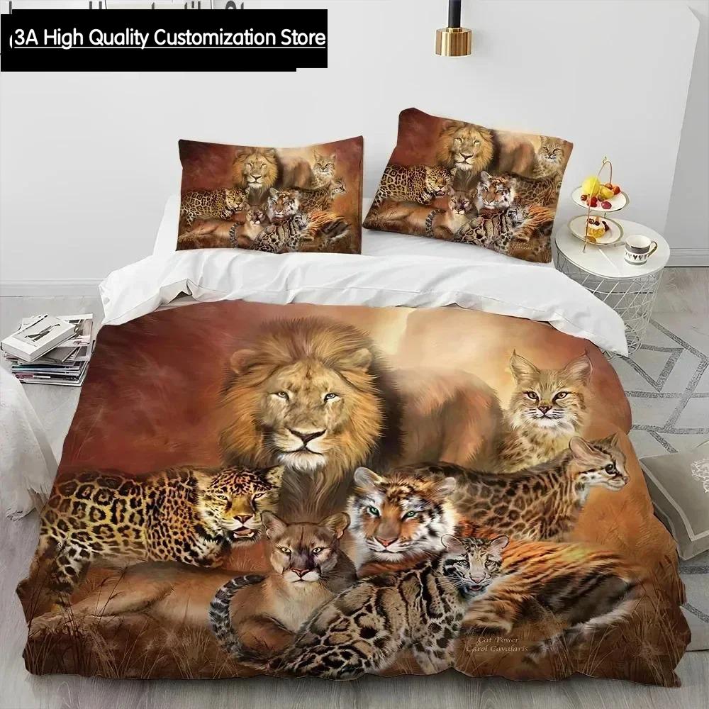 3D Print Tiger Leopard Wolf Animal Luxury Comforter Bedding SetDuvet Cover Bed Quilt Cover Pillowcase Queen Size Bedding Set