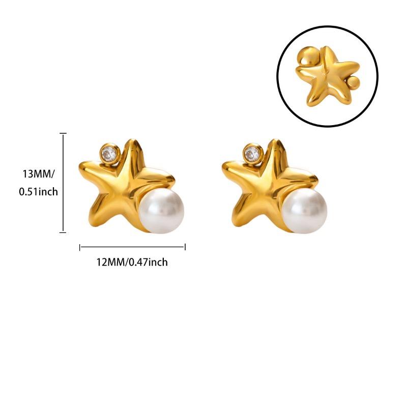Explosive Imitation Pearl Sweet Small Fresh Mini Five-pointed Star Fashion Stud Earrings Light Luxury Earrings Earrings with Accessories