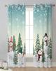Christmas Snowman Snowflake Sheer Curtains for Living Room Decoration Window Curtains Kitchen Tulle Voile Curtains
