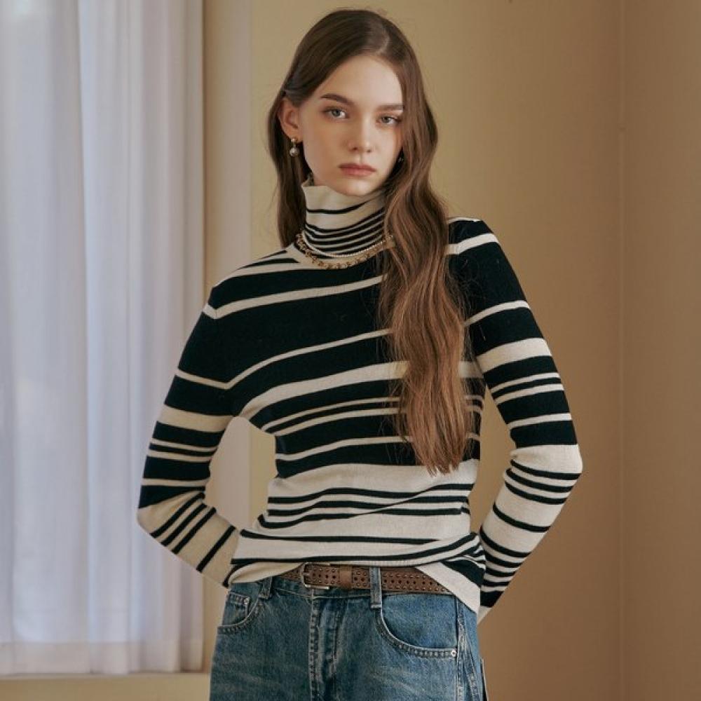 

Maxza Multi Stripe Wool Blend Turtleneck Knit Ze03qk018na Ivory/FREE