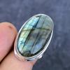 Natürlicher Labradorit Edelstein 925 Sterlingsilber Schmuck Ring Größe 9 O2h88