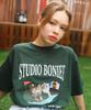 BONIEE Persian Chinchilla Cat Collage Cat Graphic Loose T-Shirt Green
