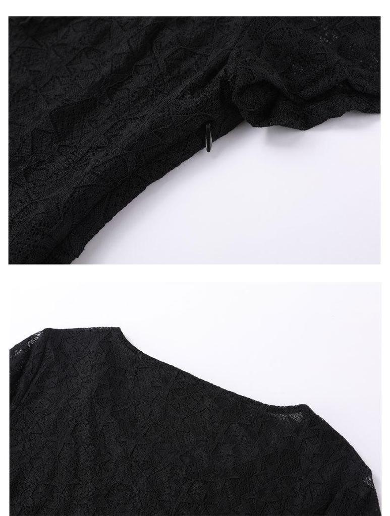 2023 Summer Plus Size Black Lace Skirt Dress - Fashionable, Slimming Women's Wear