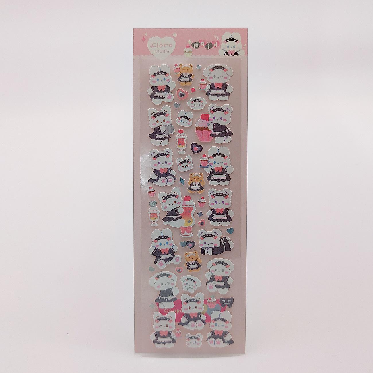 Korean Cute Flo Little Rabbit Silver Glitter Stickers - DIY Journal Decoration