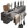 Wall-Mounted Multifunctional Knife Holder and Kitchen Shelf