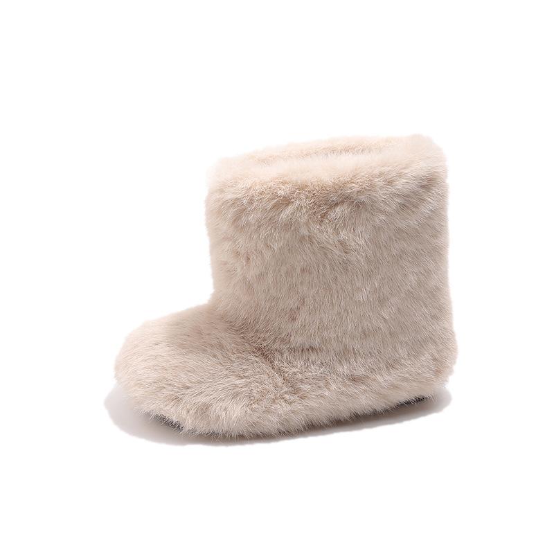 

New winter style girls fluffy furry fashion children s shoes, boys plush boots, warm short boots, children s shoes 21-25/Five pairs in one h