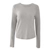 Lyocell soft wool round neck long sleeved T-shirt for women's front shoulder base