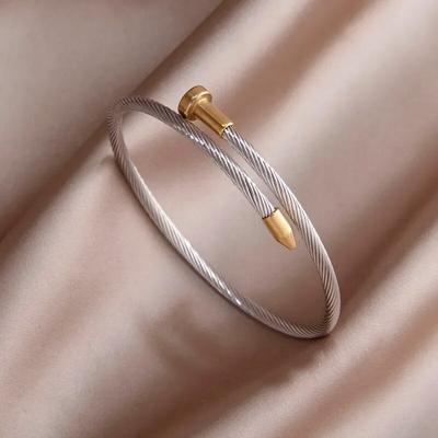 Klasyczna metalowa bransoletka ze stali nierdzewnej w stylu Punk dla kobiet bransoletki geometryczne odporna na rdzę biżuteria na nadgarstek prezent Party