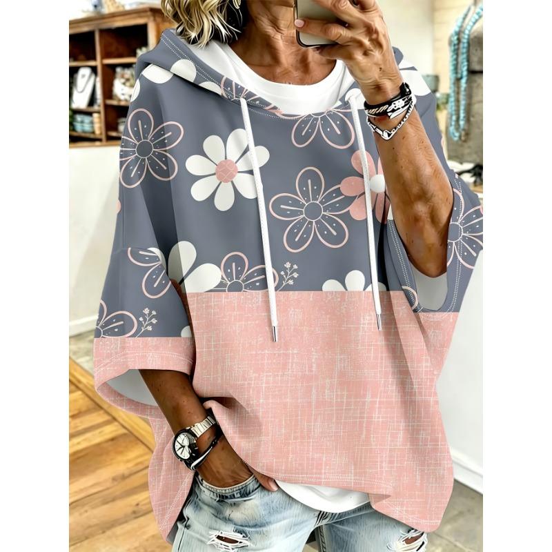 Damen Übergröße Kapuzenpullover mit Kordelzug, Hochwertige Elegante Übergrößen Damenbekleidung, Vielseitige Oberbekleidung