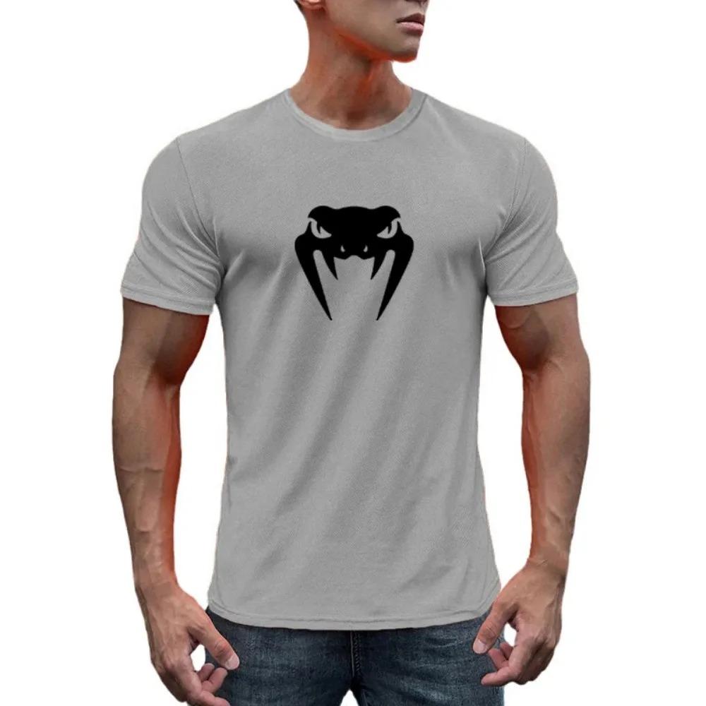 Fitness Sports T-Shirt Men'S Summer New Oversized Loose Quick-Drying Gym Jogging Sports Top Fashion Printed Street Short-Sleeved