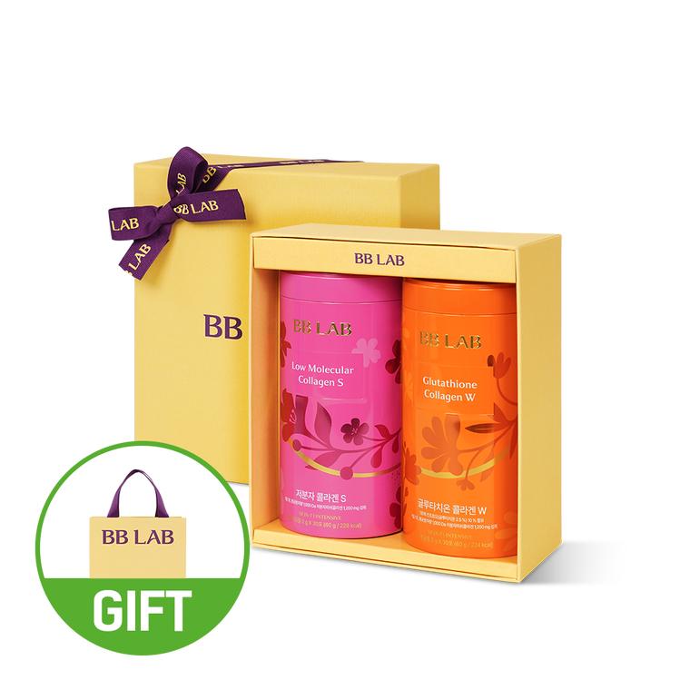 Low Molecular S & Glutathione W Collagen Gift Set (2 Bottles, 2-Month Supply) Powder