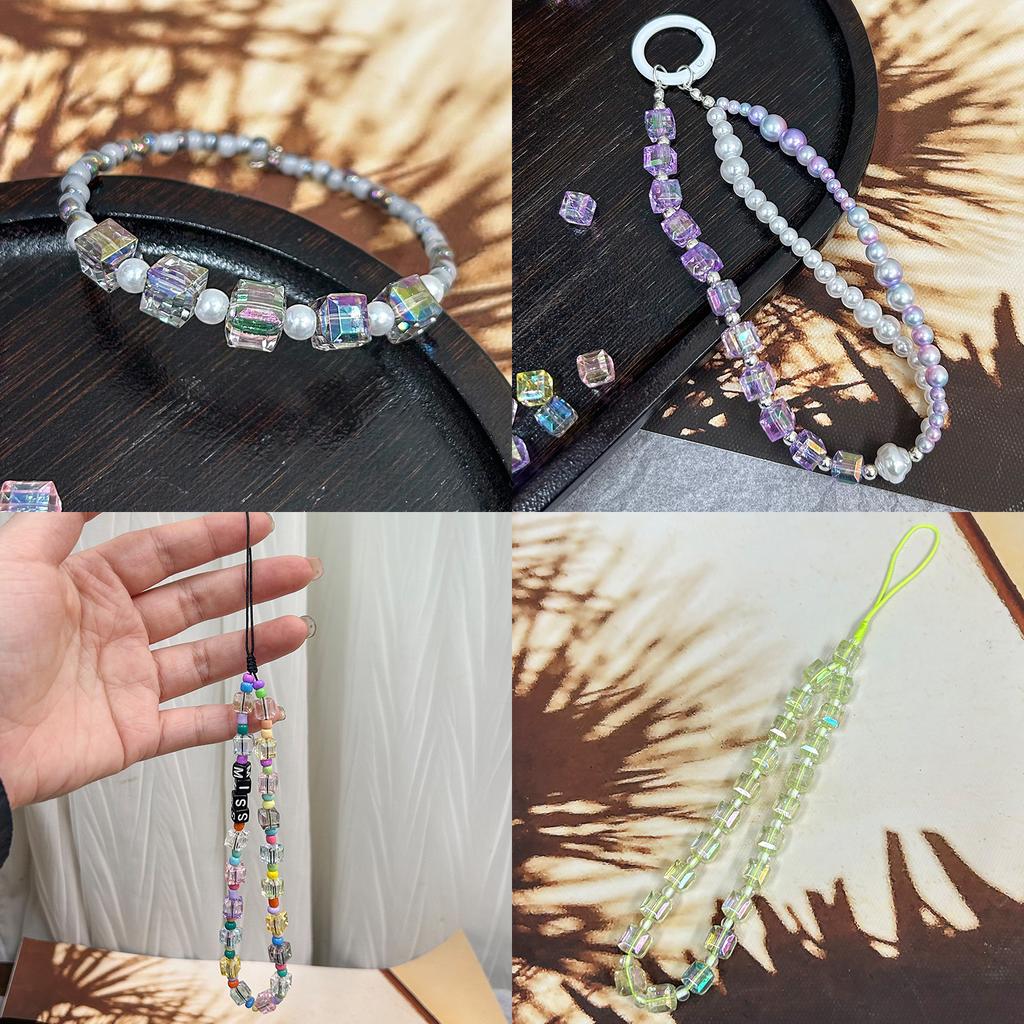 Ręcznie robione koraliki akrylowe 8mm iluzja imitacja szklanych kwadratowych koralików ręcznie robione akcesoria diy luźne koraliki koraliki ręczne łańcuszek do telefonu komórkowego materiał pakiet