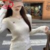 Maglione a Maniche Lunghe Ricamato con Scollo a V da Donna Langsha