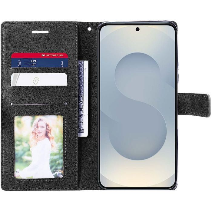 Schutzhülle - BOOLING - für Samsung Galaxy S25 Plus - Weiches Kunstleder - 2 gehärtete Gläser - Stoßfest